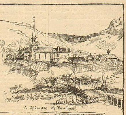 Nice line drawing of Pompton Plains Reformed Church.